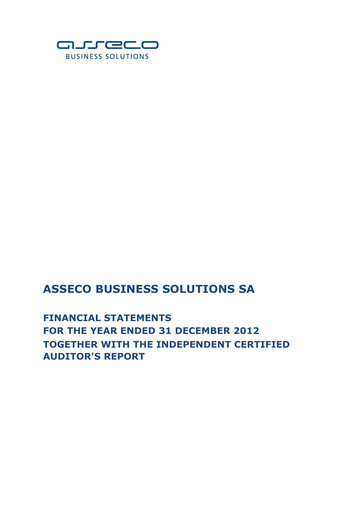 Miniature Asseco Business Solutions Bilan financier 2012