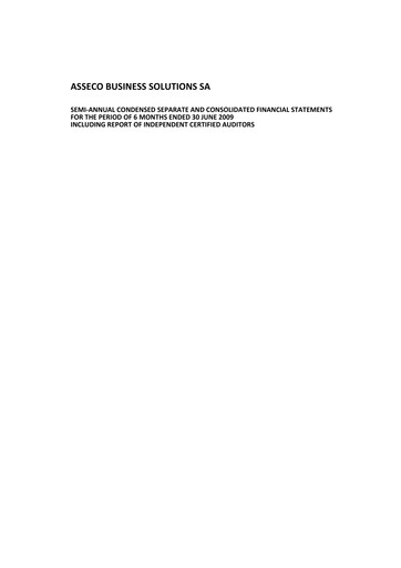 Miniature Asseco Business Solutions Rapport semestriel 2009-h1