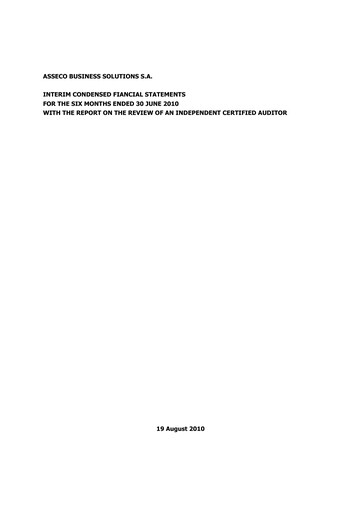 Miniature Asseco Business Solutions Rapport semestriel 2010-h1