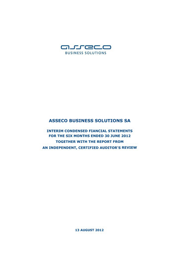 Miniature Asseco Business Solutions Rapport semestriel 2012-h1