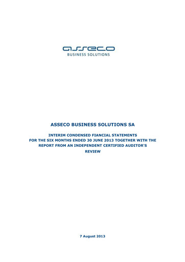Miniature Asseco Business Solutions Rapport semestriel 2013-h1
