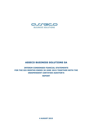 Miniature Asseco Business Solutions Rapport semestriel 2015-h1