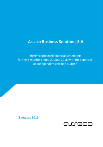 Miniature Asseco Business Solutions Rapport semestriel 2016-h1