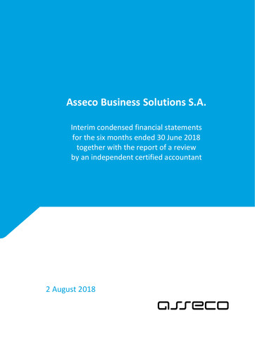 Miniature Asseco Business Solutions Rapport semestriel 2018-h1