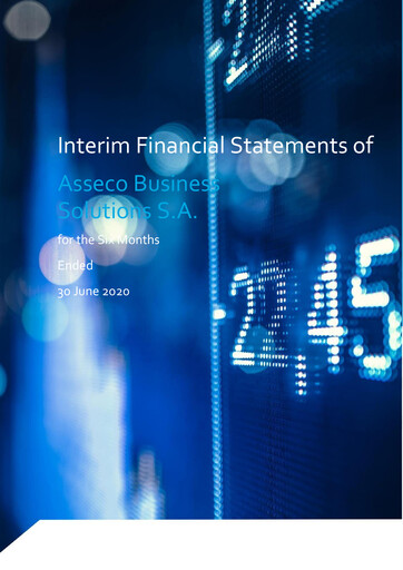 Miniature Asseco Business Solutions Rapport semestriel 2020-h1