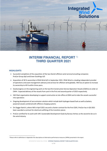 Thumbnail Integrated Wind Solutions Quarterly Report 2021-q3