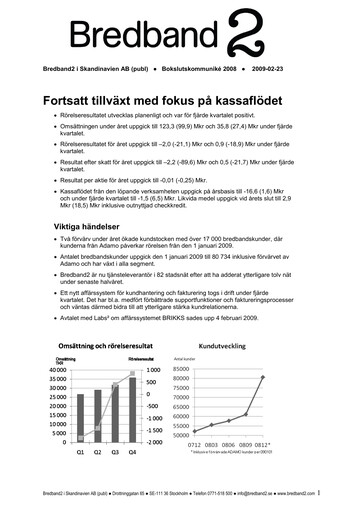 Thumbnail Bredband2 i Skandinavien AB Quarterly Report 2008-q4