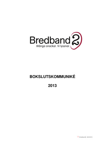 Thumbnail Bredband2 i Skandinavien AB Quarterly Report 2013-q4