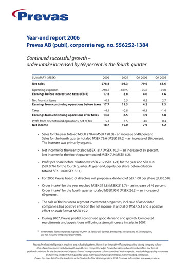 Thumbnail Prevas AB Financial Statement 2006