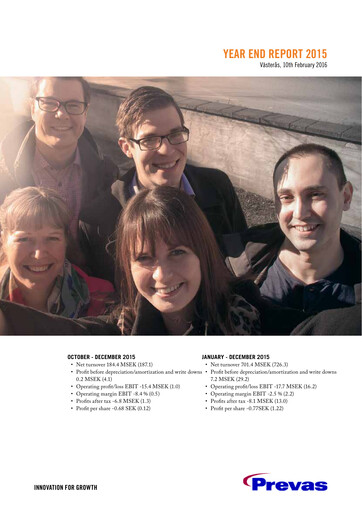 Thumbnail Prevas AB Financial Statement 2015