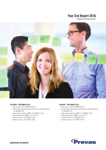 Thumbnail Prevas AB Financial Statement 2016