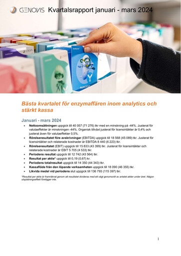 Vorschaubild Genovis AB Quartalsbericht 2024-q1