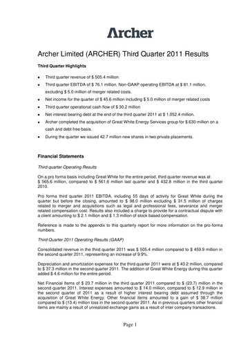 Thumbnail Archer Limited Quarterly Report 2011-q3