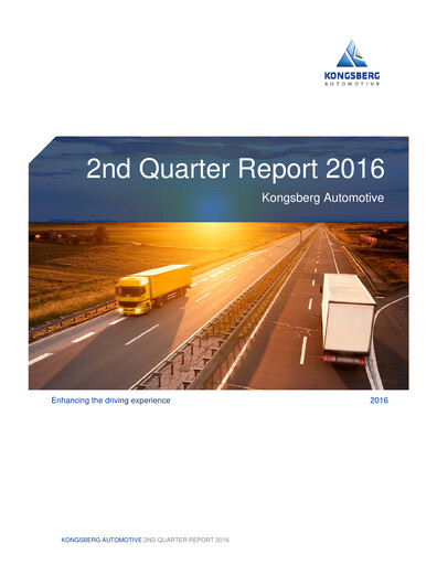 Thumbnail Kongsberg Automotive ASA Quarterly Report 2016-q2