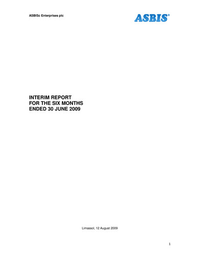 Miniature ASBISc Enterprises Rapport semestriel 2009-h1