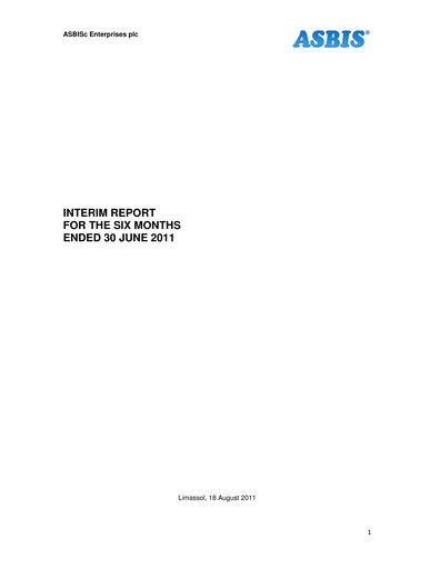 Miniature ASBISc Enterprises Rapport semestriel 2011-h1