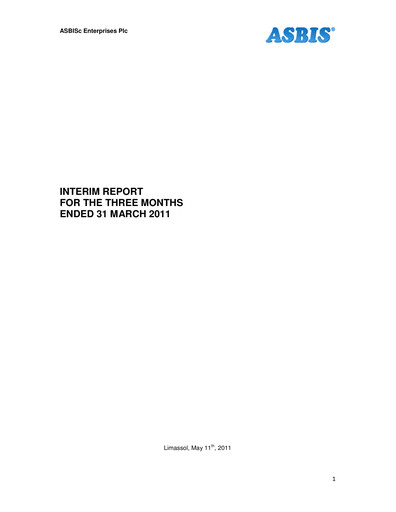 Thumbnail ASBISc Enterprises Quarterly Report 2011-q1