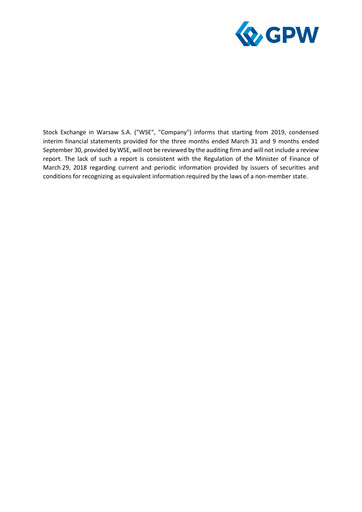 Thumbnail Gielda Papierów Wartosciowych w Warszawie Quarterly Report 2019-q1