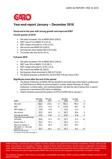 Thumbnail Garo Aktiebolag Quarterly Report 2018-q4