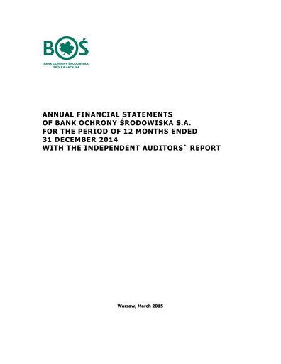 Thumbnail Bank Ochrony Srodowiska Financial Statement 2014