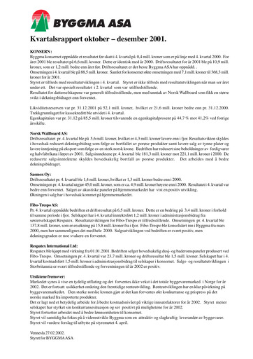 Vorschaubild Byggma ASA Quartalsbericht 2001-q4