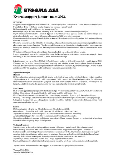 Vorschaubild Byggma ASA Quartalsbericht 2002-q1