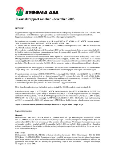 Vorschaubild Byggma ASA Quartalsbericht 2005-q4