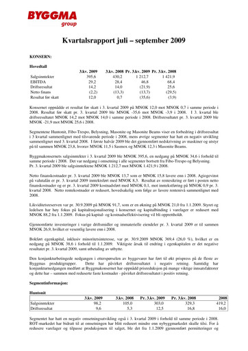 Vorschaubild Byggma ASA Quartalsbericht 2009-q3