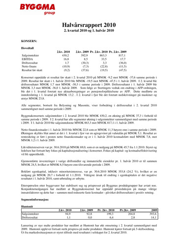 Vorschaubild Byggma ASA Quartalsbericht 2010-q2