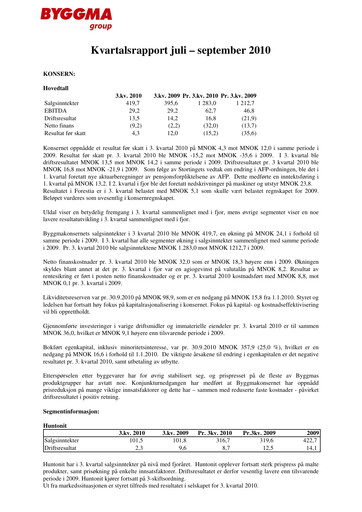 Vorschaubild Byggma ASA Quartalsbericht 2010-q3