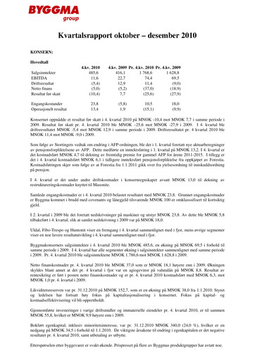 Vorschaubild Byggma ASA Quartalsbericht 2010-q4