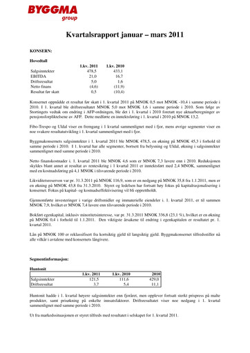 Vorschaubild Byggma ASA Quartalsbericht 2011-q1