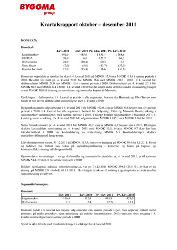 Vorschaubild Byggma ASA Quartalsbericht 2011-q4