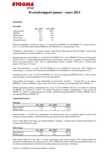 Vorschaubild Byggma ASA Quartalsbericht 2013-q1