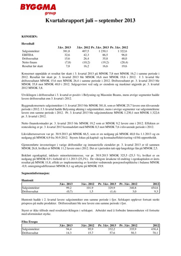 Vorschaubild Byggma ASA Quartalsbericht 2013-q3