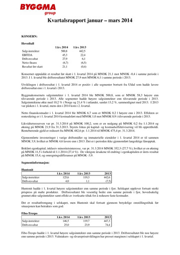 Vorschaubild Byggma ASA Quartalsbericht 2014-q1