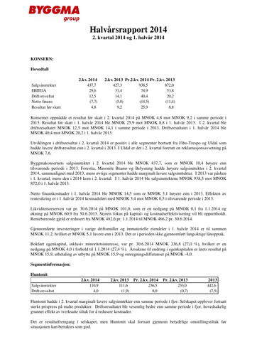 Vorschaubild Byggma ASA Quartalsbericht 2014-q2