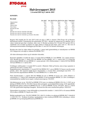 Vorschaubild Byggma ASA Quartalsbericht 2015-q2