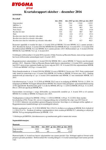 Vorschaubild Byggma ASA Quartalsbericht 2016-q4