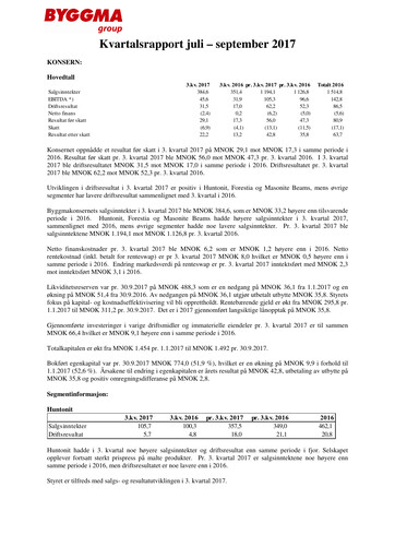 Vorschaubild Byggma ASA Quartalsbericht 2017-q3