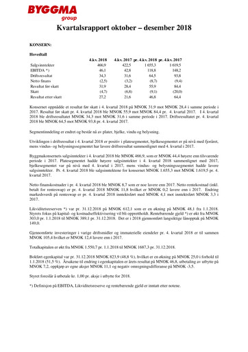 Vorschaubild Byggma ASA Quartalsbericht 2018-q4
