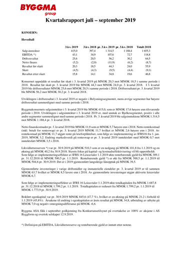 Vorschaubild Byggma ASA Quartalsbericht 2019-q3
