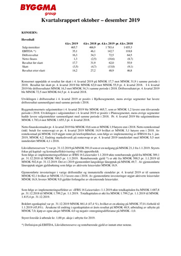 Vorschaubild Byggma ASA Quartalsbericht 2019-q4