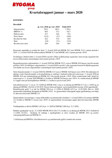 Vorschaubild Byggma ASA Quartalsbericht 2020-q1