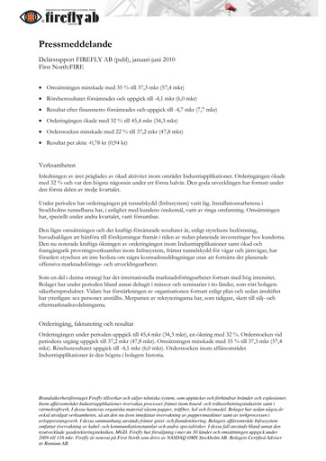 Thumbnail Firefly AB Half-year Report 2010-h1