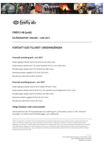 Thumbnail Firefly AB Half-year Report 2017-h1