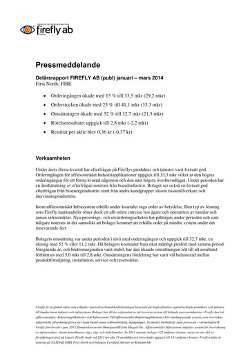 Thumbnail Firefly AB Quarterly Report 2014-q1