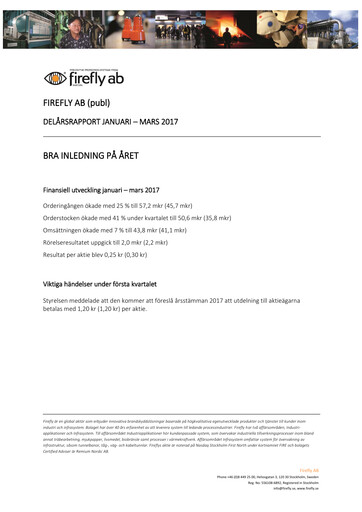 Thumbnail Firefly AB Quarterly Report 2017-q1
