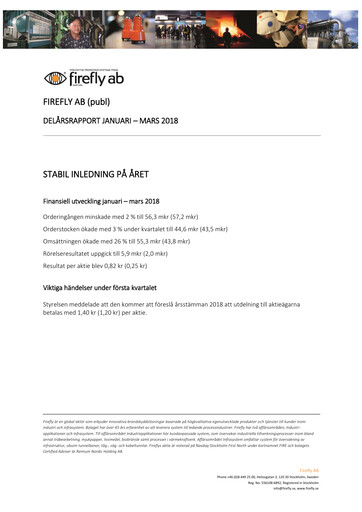 Thumbnail Firefly AB Quarterly Report 2018-q1