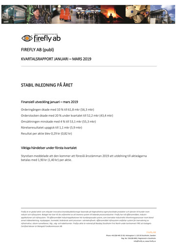 Thumbnail Firefly AB Quarterly Report 2019-q1